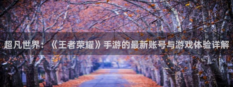 赢咖娱乐：超凡世界：《王者荣耀》手游的最新账号与游戏体验详解